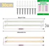 A collage of images showing LED grow lights, their accessories, and installation instructions. Produktbild-Vorschau