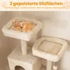 A cat tree with two levels and a cat resting on the top level, with text overlay describing features. Anteprima dell’immagine prodotto