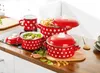 Bemus Emaille Kochtopf-Set DOTS 7tlg., rot mit weißen Produktbild-Vorschau 4