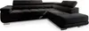 A black sectional sofa with a chaise lounge is shown against a white background. Produktbild-Vorschau