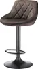 A brown velvet bar stool with a black metal base and footrest. Voir les images du produit