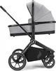 A side view of a gray and black baby stroller. Produktbild-Vorschau