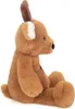 A side profile of a brown plush reindeer toy sitting down. Náhled obrázku produktu