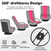 Multiple views of a floor chair with a swivel base, along with a close-up of the swivel mechanism. Produktbild-Vorschau