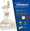 A marketing image showing the setup process and color options of a pop-up gazebo. Anteprima dell’immagine prodotto