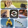 A collage of different photography modes and scenes, including a girl taking a selfie, a butterfly, light trails, a snowboarder, and skiers. Produktbild-Vorschau