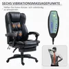 A black office chair with massage features and a remote control, alongside an illustration of a person with back pain. Náhľad obrázku produktu