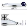 Diagrams showing the dimensions of a pot lid. Voir les images du produit