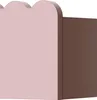 A close-up, side view of a pink and brown wall shelf. Produktbild-Vorschau