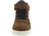 A close-up, front-facing view of a brown high-top sneaker with black laces and a white sole, set against a plain white background. Produktbild-Vorschau