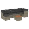 8-tlg. Garten-Sofagarnitur mit Kissen Grau Poly Rattan Produktbild-Vorschau 1