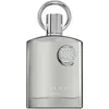 A silver perfume bottle with a circular silver cap and a silver emblem on the front. Náhľad obrázku produktu