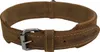 A close-up of a brown leather dog collar with a buckle. Produktbild-Vorschau