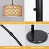 LED Stehlampe Rattan Stehleuchte Gewölbte Verstellbare Produktbild-Vorschau 3