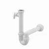 A white plastic sink trap with a device connection. Produktbild-Vorschau