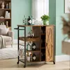 Relaxdays Servierwagen mit Schrank, 4 Etagen, HBT 85x80x37 Produktbild-Vorschau 2