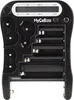A top-down view of a black HyCell digital battery tester with various battery slots and a digital display. Podgląd zdjęcia produktu