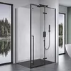 A modern bathroom with a black framed glass shower enclosure. Produktbild-Vorschau