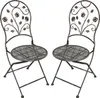 Two metal folding chairs with floral designs. Podgląd zdjęcia produktu