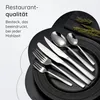 A set of cutlery is arranged on a black plate with a sprig of rosemary in the background. Produktbild-Vorschau