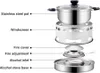 An exploded view diagram of an outdoor stainless steel alcohol stove with a pot. Podgląd zdjęcia produktu
