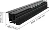 A black metal drawer slide mechanism with measurement annotations. Produktbild-Vorschau