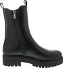 A black leather boot with a zipper on a white background. Produktbild-Vorschau