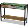 A studio shot of a wooden console table with three drawers and a lower shelf. Produktbild-Vorschau