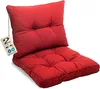 A set of red outdoor chair cushions, including a seat cushion and a backrest cushion, displayed on a white background. Produktbild-Vorschau