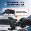 Close-up of a ski/snowboard rack on a car roof, with a gloved hand operating the lock. Produktbild-Vorschau