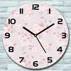 Wanduhr aus Glas Rund fi 30 Pastellrosa Blumen Quarz Deko Produktbild-Vorschau 1