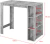 A diagram of a bar table with dimensions indicated by red lines and text. Náhled obrázku produktu