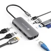 A NOVOO USB C Hub with various cables and devices connected to it, displayed on a white background. Produktbild-Vorschau