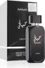 A black bottle of Lattafa Hayaati Eau de Parfum for men, displayed next to its black and white packaging. Náhled obrázku produktu
