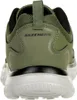 The back view of a green Skechers sneaker with a white sole. Produktbild-Vorschau