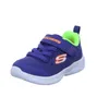 A single blue Skechers sneaker with green and orange accents is shown against a white background. Produktbild-Vorschau