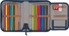 An open pencil case filled with colored pencils and a ruler. Voir les images du produit