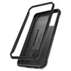 A black phone case is shown from a diagonal angle against a white background. The case is partially disassembled, with a protective frame separated from the main body. Náhled obrázku produktu