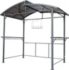 A gray metal grill pavilion with a canopy and shelves. Anteprima dell’immagine prodotto