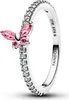 Pandora Ring Glittering Butterfly Pink Silver 194269C02 Náhled obrázku produktu 1