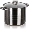 A stainless steel pot with a glass lid is shown against a white background. Voir les images du produit