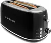 A black and silver SWEISS toaster with two slices of bread inside, shown from a three-quarter angle on a white background. Anteprima dell’immagine prodotto