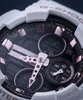 A close-up view of a Casio G-Shock watch face, highlighting its analog and digital display features with rose gold accents. Produktbild-Vorschau