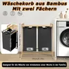 QEENTOE wasmand met bamboeframe, 2 compartimenten, wasmand Productafbeelding-voorbeeld 2