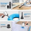 Collage of images showing different attachments and uses of a handheld vacuum cleaner. Produktbild-Vorschau