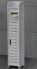 A tall, narrow white cabinet with a slatted door and a shelf with a paper dispenser. Produktbild-Vorschau