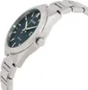 A close-up side view of a silver and green Citizen Eco-Drive watch with a metal band. Produktbild-Vorschau