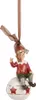 Clayre & Eef Pendentif de Noël lutin 5x5x10 cm rouge Voir les images du produit 2