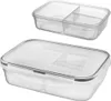Two transparent plastic lunchboxes with dividers, one stacked on top of the other, against a white background. Náhľad obrázku produktu