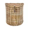 A wicker laundry basket with a leather strap and buckle. Podgląd zdjęcia produktu